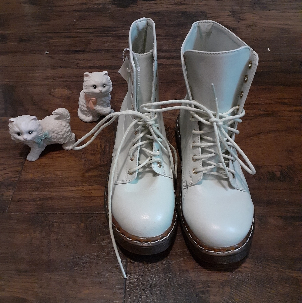 Pastel green punk rock boots!